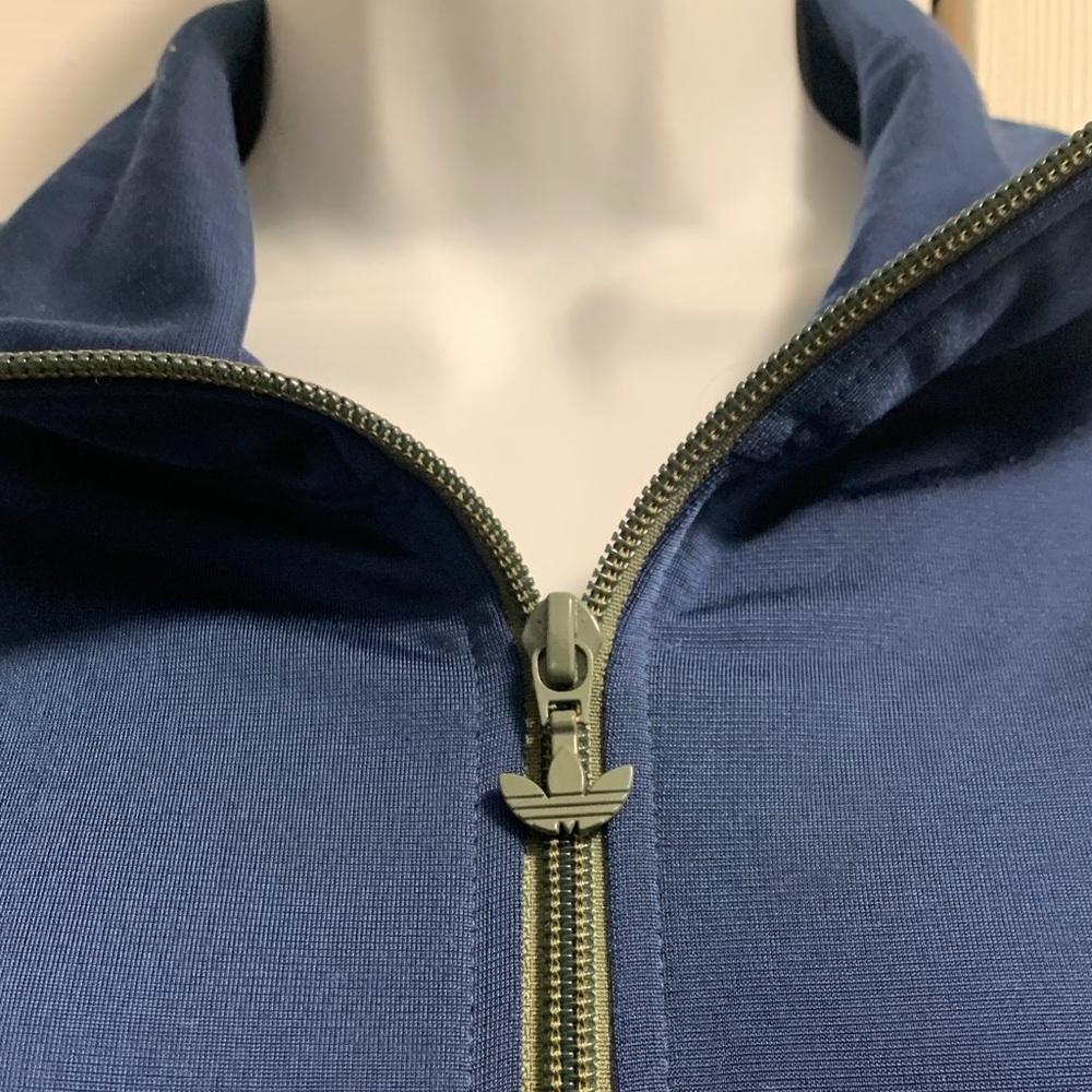 Adidas Navy Blue Track Jacket with White Stripes - Picture 2 of 6